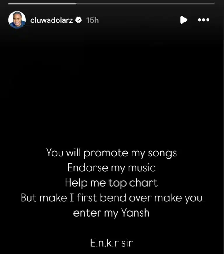 Oluwadolarz calls out Music producer on his shocking request 